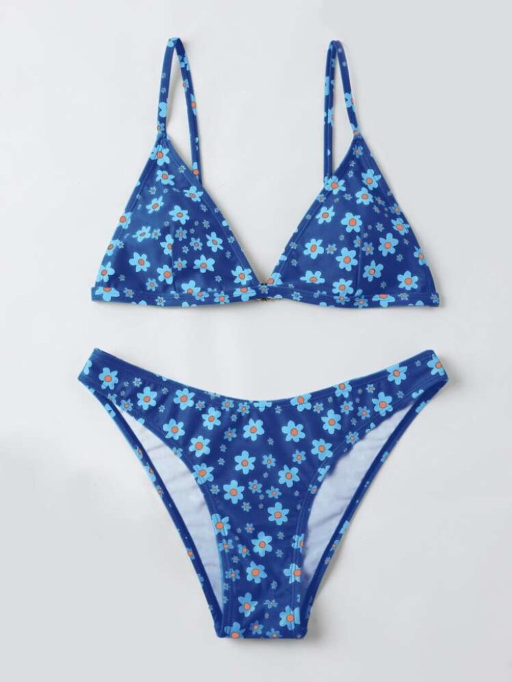 Swim Mod Summer Random Floral Print Triangle Bikini
